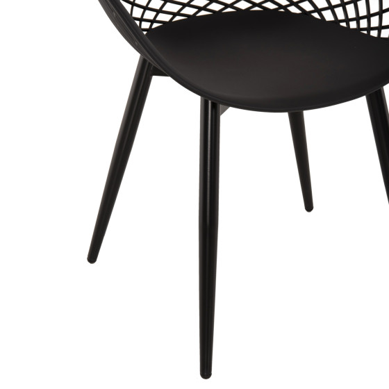 ARMCHAIR ARIADNE HM8001.22 BLACK POLYPROPYLENE- BLACK METAL LEGS 63x56x80Hcm.