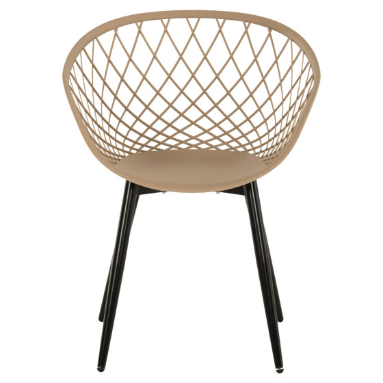 ARMCHAIR ARIADNE HM8001.23 CAPPUCCINO POLYPROPYLENE-BLACK METAL LEGS 63x56x80Hcm.