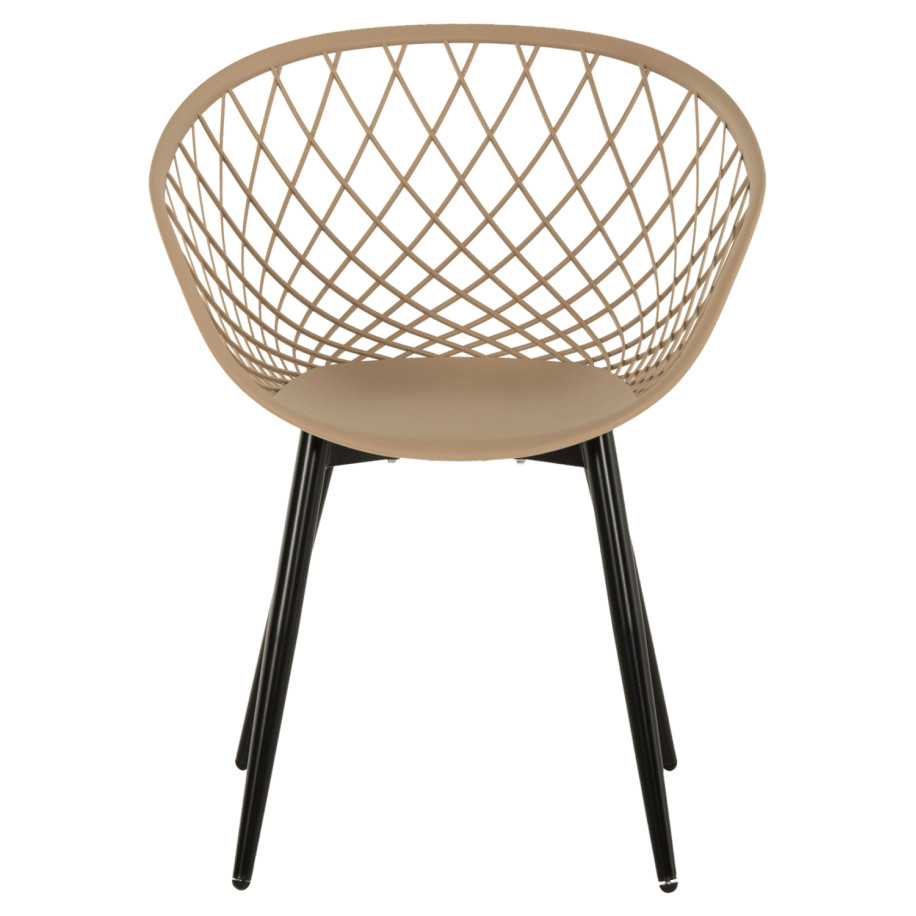 ARMCHAIR ARIADNE HM8001.23 CAPPUCCINO POLYPROPYLENE-BLACK METAL LEGS 63x56x80Hcm.