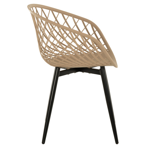 ARMCHAIR ARIADNE HM8001.23 CAPPUCCINO POLYPROPYLENE-BLACK METAL LEGS 63x56x80Hcm.