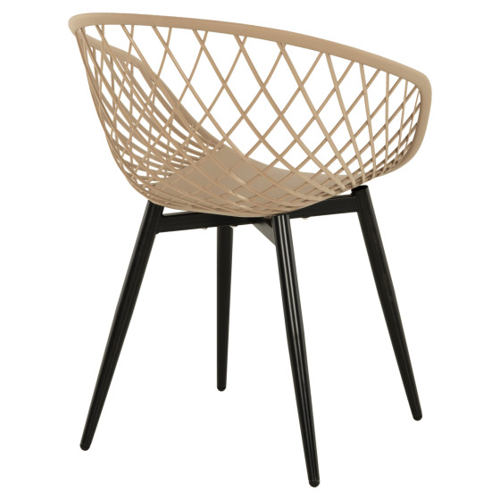 ARMCHAIR ARIADNE HM8001.23 CAPPUCCINO POLYPROPYLENE-BLACK METAL LEGS 63x56x80Hcm.