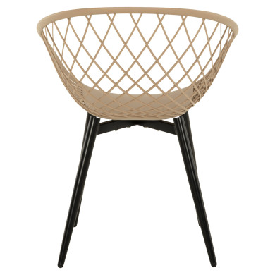 ARMCHAIR ARIADNE HM8001.23 CAPPUCCINO POLYPROPYLENE-BLACK METAL LEGS 63x56x80Hcm.