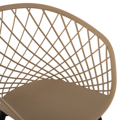 ARMCHAIR ARIADNE HM8001.23 CAPPUCCINO POLYPROPYLENE-BLACK METAL LEGS 63x56x80Hcm.