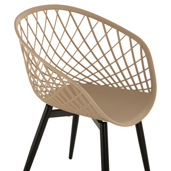 ARMCHAIR ARIADNE HM8001.23 CAPPUCCINO POLYPROPYLENE-BLACK METAL LEGS 63x56x80Hcm.