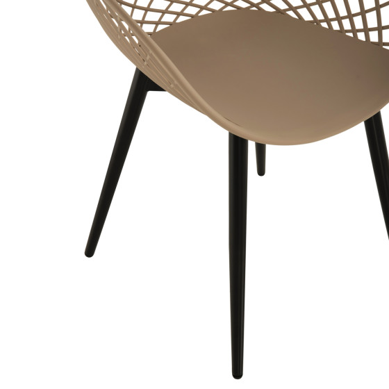 ARMCHAIR ARIADNE HM8001.23 CAPPUCCINO POLYPROPYLENE-BLACK METAL LEGS 63x56x80Hcm.