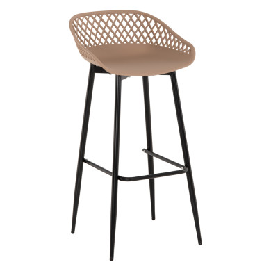 BAR STOOL AVAYA HM8686.13 CAPPUCCINO POLYPROPYLENE-BLACK METAL LEGS 46x48x99Hcm.