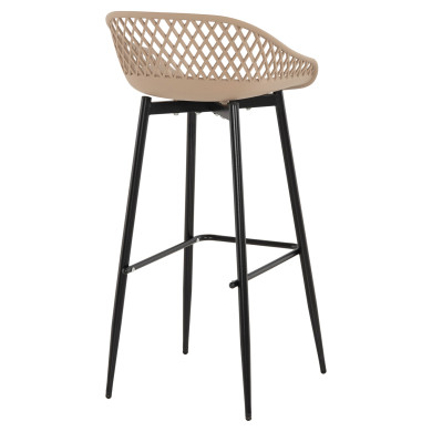 BAR STOOL AVAYA HM8686.13 CAPPUCCINO POLYPROPYLENE-BLACK METAL LEGS 46x48x99Hcm.
