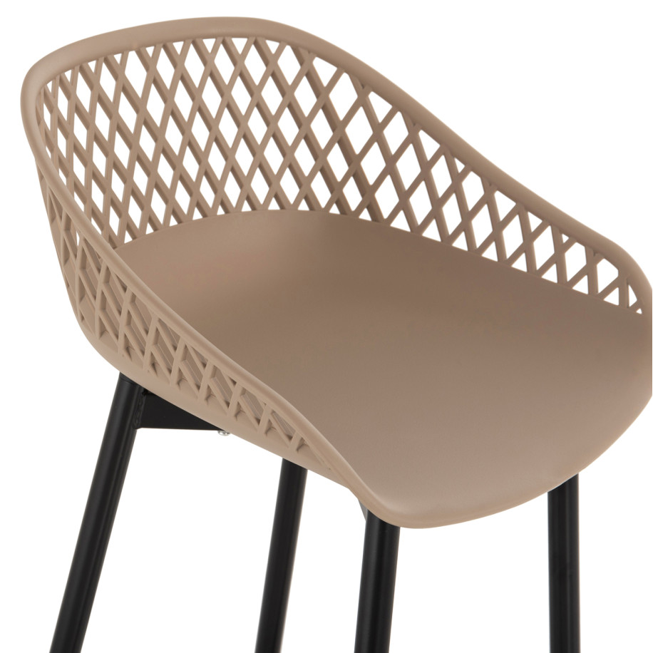 BAR STOOL AVAYA HM8686.13 CAPPUCCINO POLYPROPYLENE-BLACK METAL LEGS 46x48x99Hcm.