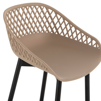 BAR STOOL AVAYA HM8686.13 CAPPUCCINO POLYPROPYLENE-BLACK METAL LEGS 46x48x99Hcm.
