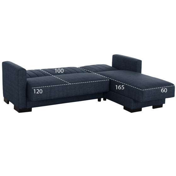 CORNER SOFA-BED GHUFRAN HM3244.07 REVERSIBLE WITH STORAGE SPACE-BLUE FABRIC 202x140x78Hcm.