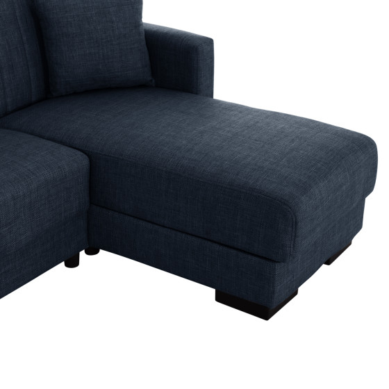 CORNER SOFA-BED GHUFRAN HM3244.07 REVERSIBLE WITH STORAGE SPACE-BLUE FABRIC 202x140x78Hcm.