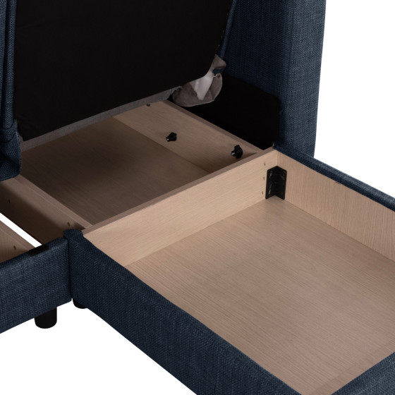 CORNER SOFA-BED GHUFRAN HM3244.07 REVERSIBLE WITH STORAGE SPACE-BLUE FABRIC 202x140x78Hcm.