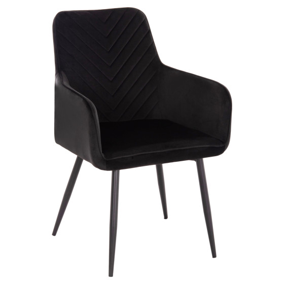 ARMCHAIR LATRELL HM8582.04 BLACK VELVET & BLACK METAL LEGS 54x57x84Hcm.