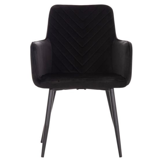 ARMCHAIR LATRELL HM8582.04 BLACK VELVET & BLACK METAL LEGS 54x57x84Hcm.