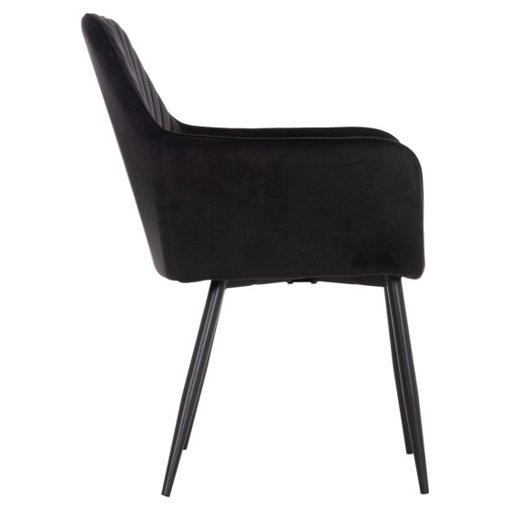 ARMCHAIR LATRELL HM8582.04 BLACK VELVET & BLACK METAL LEGS 54x57x84Hcm.