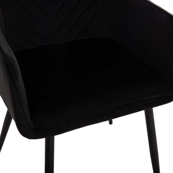 ARMCHAIR LATRELL HM8582.04 BLACK VELVET & BLACK METAL LEGS 54x57x84Hcm.