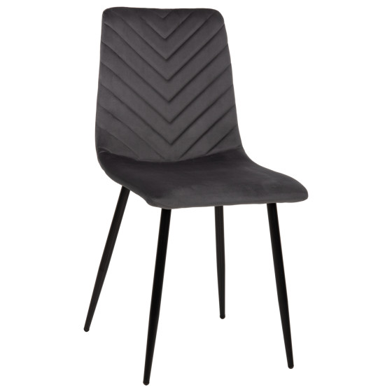 DINING CHAIR LATRELL HM8587.01 GREY VELVET & BLACK METAL LEGS 43x54x88Hcm.