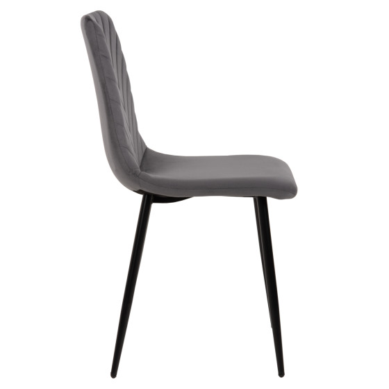 DINING CHAIR LATRELL HM8587.01 GREY VELVET & BLACK METAL LEGS 43x54x88Hcm.