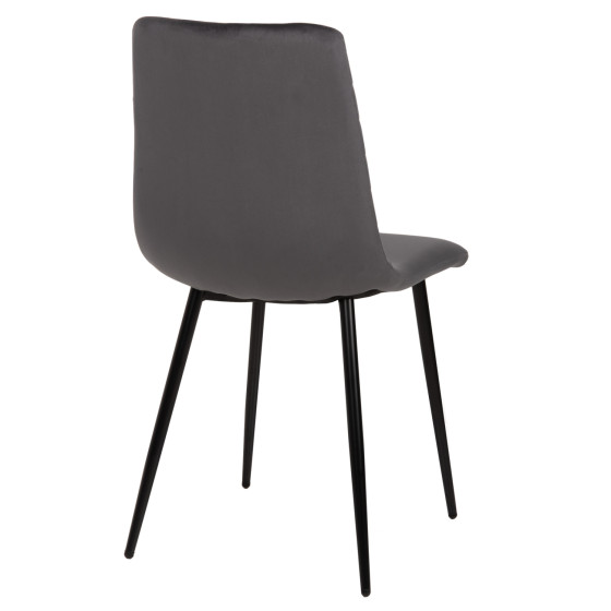 DINING CHAIR LATRELL HM8587.01 GREY VELVET & BLACK METAL LEGS 43x54x88Hcm.