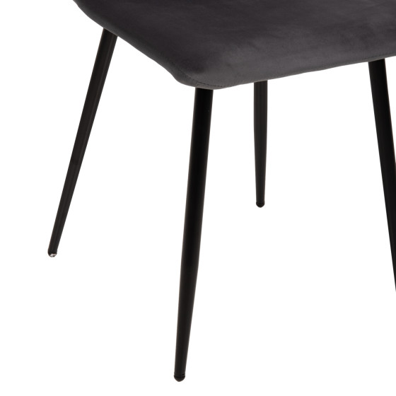 DINING CHAIR LATRELL HM8587.01 GREY VELVET & BLACK METAL LEGS 43x54x88Hcm.
