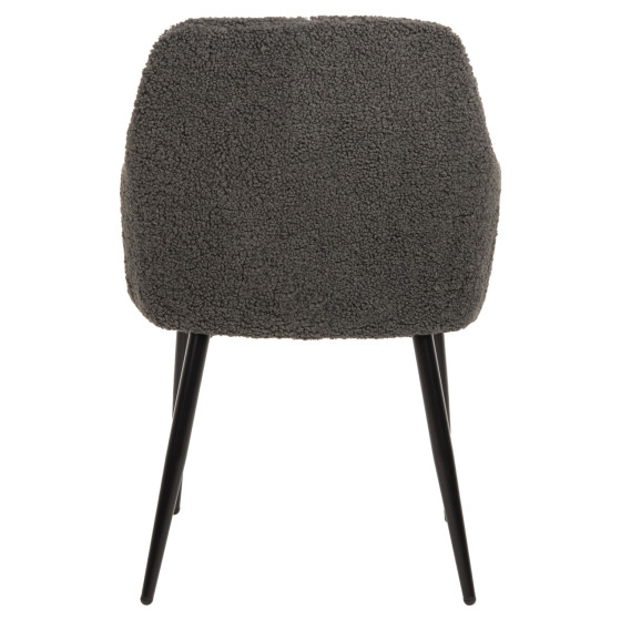 ARMCHAIR SHELLY HM8591.01 TEDDY FABRIC IN GREY-BLACK METAL LEGS 57x55x87Hcm.
