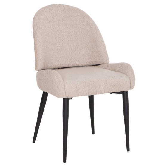 CHAIR SARKY HM8585.02 BOUCLE ECRU FABRIC-BLACK METAL LEGS 55x62x89Hcm.