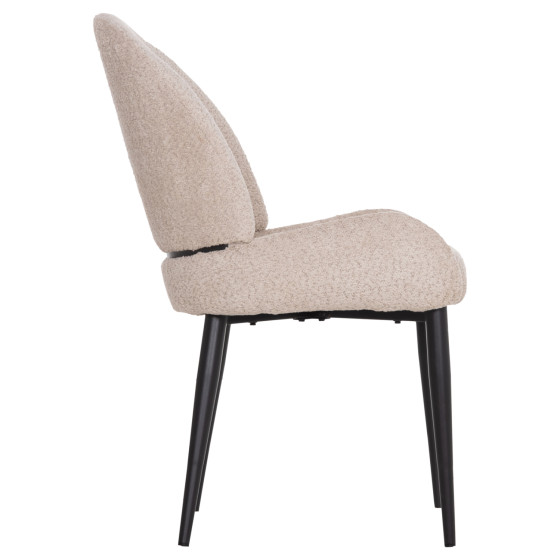 CHAIR SARKY HM8585.02 BOUCLE ECRU FABRIC-BLACK METAL LEGS 55x62x89Hcm.