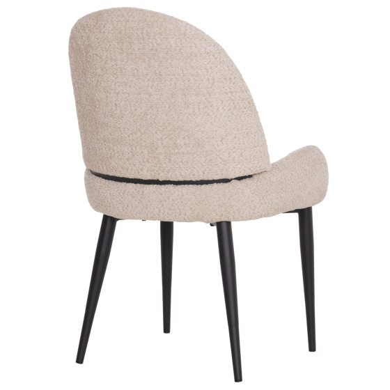 CHAIR SARKY HM8585.02 BOUCLE ECRU FABRIC-BLACK METAL LEGS 55x62x89Hcm.