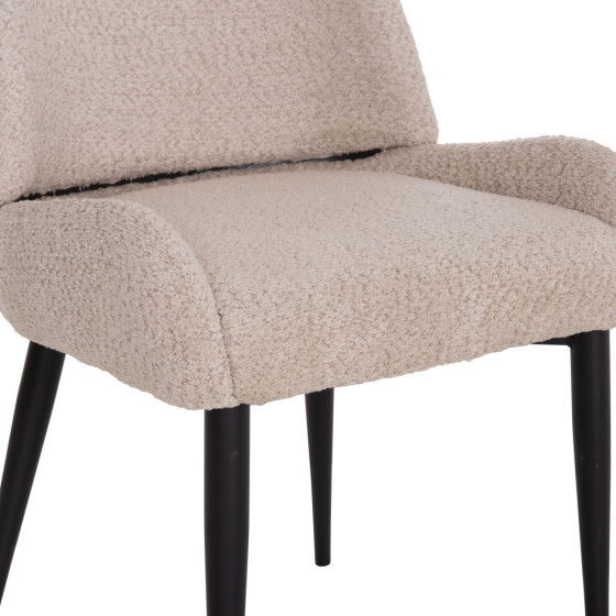 CHAIR SARKY HM8585.02 BOUCLE ECRU FABRIC-BLACK METAL LEGS 55x62x89Hcm.