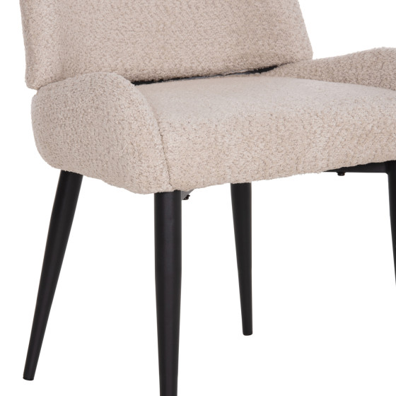CHAIR SARKY HM8585.02 BOUCLE ECRU FABRIC-BLACK METAL LEGS 55x62x89Hcm.