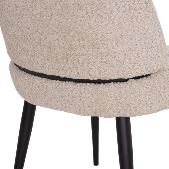CHAIR SARKY HM8585.02 BOUCLE ECRU FABRIC-BLACK METAL LEGS 55x62x89Hcm.