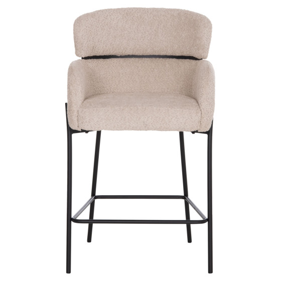 BAR STOOL MEDIUM HEIGHT WOLF HM8584.02 ECRU BOUCLE FABRIC-BLACK METAL LEGS 56x56x96Hcm.