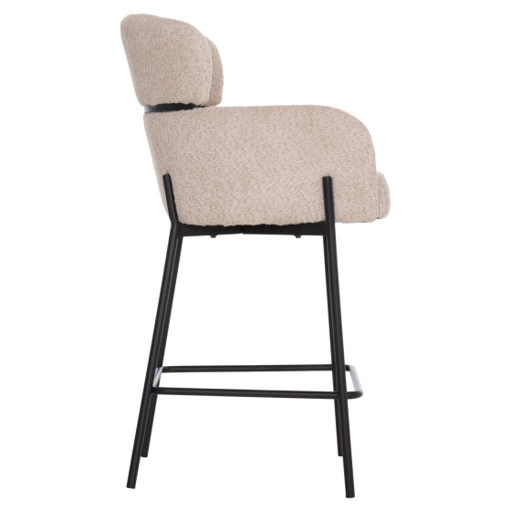BAR STOOL MEDIUM HEIGHT WOLF HM8584.02 ECRU BOUCLE FABRIC-BLACK METAL LEGS 56x56x96Hcm.