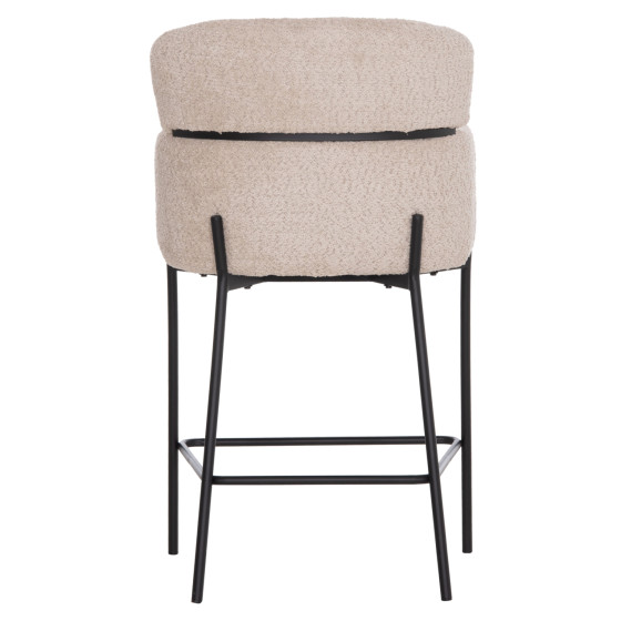 BAR STOOL MEDIUM HEIGHT WOLF HM8584.02 ECRU BOUCLE FABRIC-BLACK METAL LEGS 56x56x96Hcm.