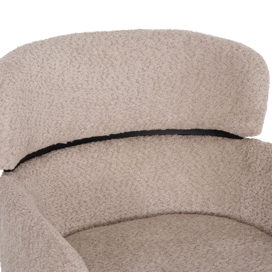 BAR STOOL MEDIUM HEIGHT WOLF HM8584.02 ECRU BOUCLE FABRIC-BLACK METAL LEGS 56x56x96Hcm.