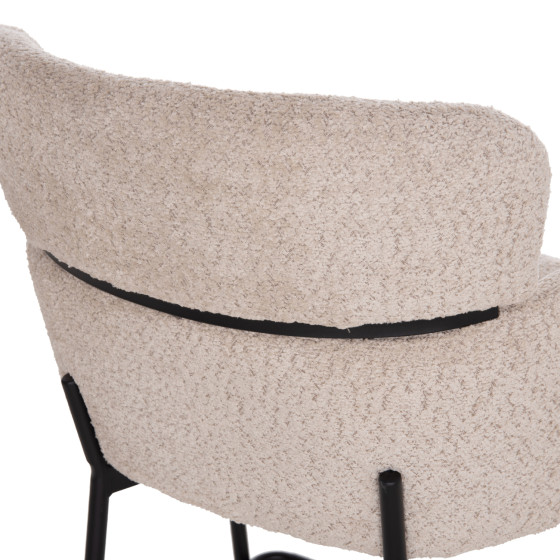 BAR STOOL MEDIUM HEIGHT WOLF HM8584.02 ECRU BOUCLE FABRIC-BLACK METAL LEGS 56x56x96Hcm.