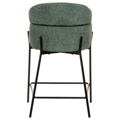 BAR STOOL MEDIUM HEIGHT WOLF HM8584.03 PETROL GREEN BOUCLE FABRIC-BLACK METAL LEGS 56x56x96Hcm.