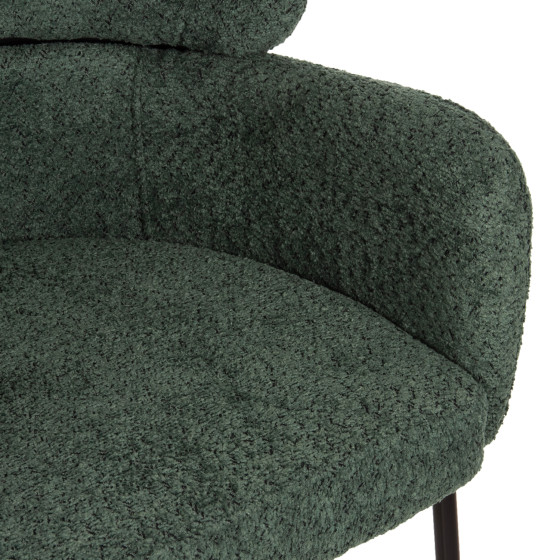 BAR STOOL MEDIUM HEIGHT WOLF HM8584.03 PETROL GREEN BOUCLE FABRIC-BLACK METAL LEGS 56x56x96Hcm.
