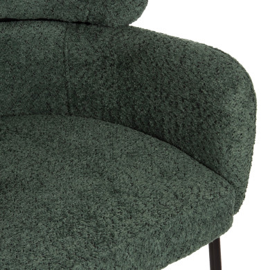 BAR STOOL MEDIUM HEIGHT WOLF HM8584.03 PETROL GREEN BOUCLE FABRIC-BLACK METAL LEGS 56x56x96Hcm.