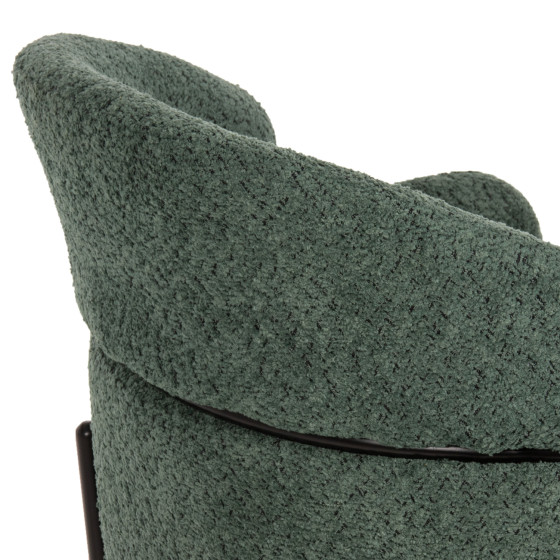 BAR STOOL MEDIUM HEIGHT WOLF HM8584.03 PETROL GREEN BOUCLE FABRIC-BLACK METAL LEGS 56x56x96Hcm.