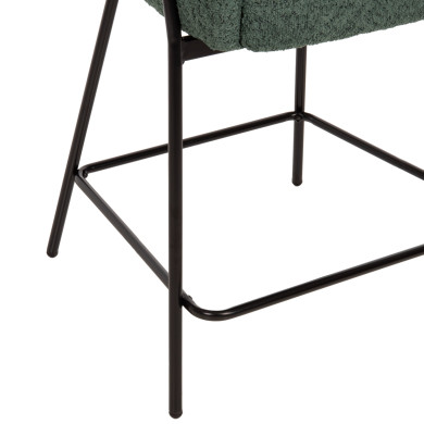 BAR STOOL MEDIUM HEIGHT WOLF HM8584.03 PETROL GREEN BOUCLE FABRIC-BLACK METAL LEGS 56x56x96Hcm.