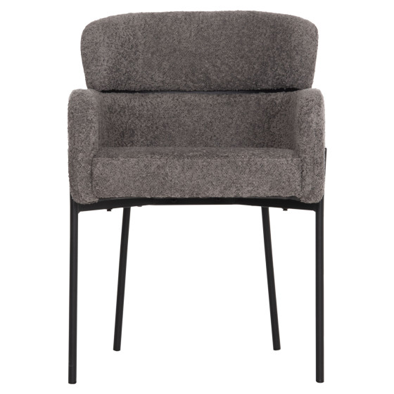 ARMCHAIR WOLF HM8583.01 GREY BOUCLE FABRIC-BLACK METAL LEGS 56x62x80Hcm.