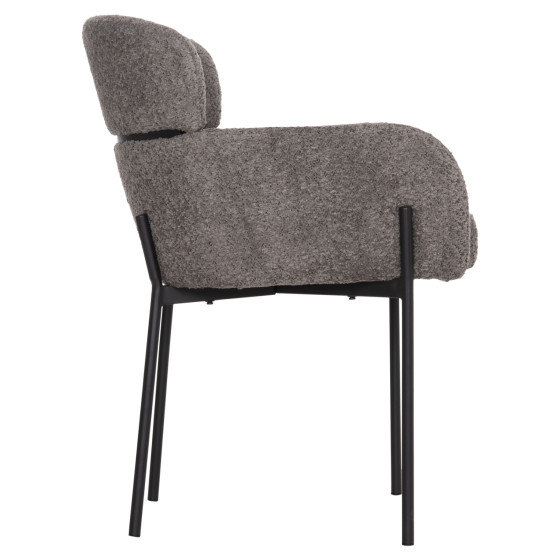 ARMCHAIR WOLF HM8583.01 GREY BOUCLE FABRIC-BLACK METAL LEGS 56x62x80Hcm.