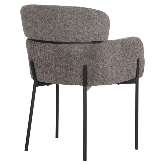 ARMCHAIR WOLF HM8583.01 GREY BOUCLE FABRIC-BLACK METAL LEGS 56x62x80Hcm.