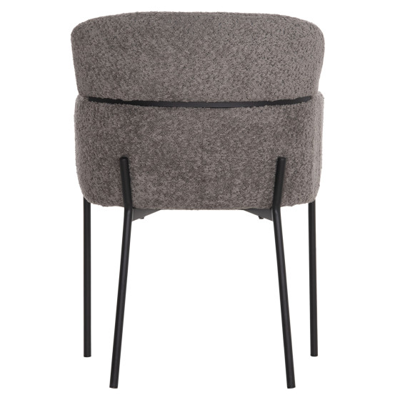 ARMCHAIR WOLF HM8583.01 GREY BOUCLE FABRIC-BLACK METAL LEGS 56x62x80Hcm.