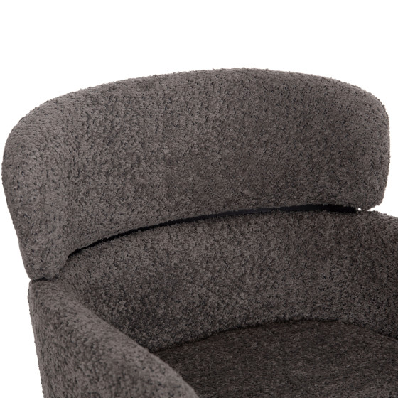 ARMCHAIR WOLF HM8583.01 GREY BOUCLE FABRIC-BLACK METAL LEGS 56x62x80Hcm.