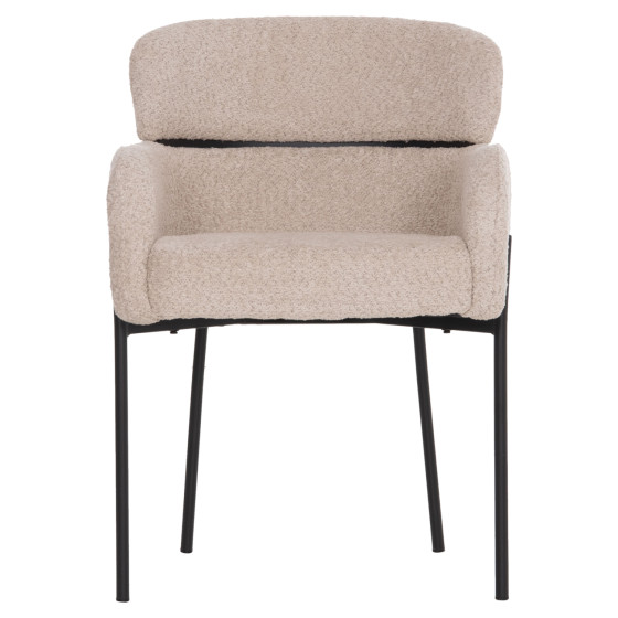 ARMCHAIR WOLF HM8583.02 ECRU BOUCLE FABRIC-BLACK METAL LEGS 56x62x80Hcm.