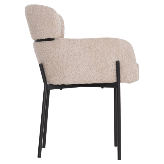 ARMCHAIR WOLF HM8583.02 ECRU BOUCLE FABRIC-BLACK METAL LEGS 56x62x80Hcm.