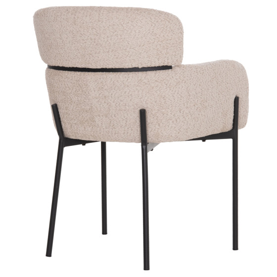 ARMCHAIR WOLF HM8583.02 ECRU BOUCLE FABRIC-BLACK METAL LEGS 56x62x80Hcm.