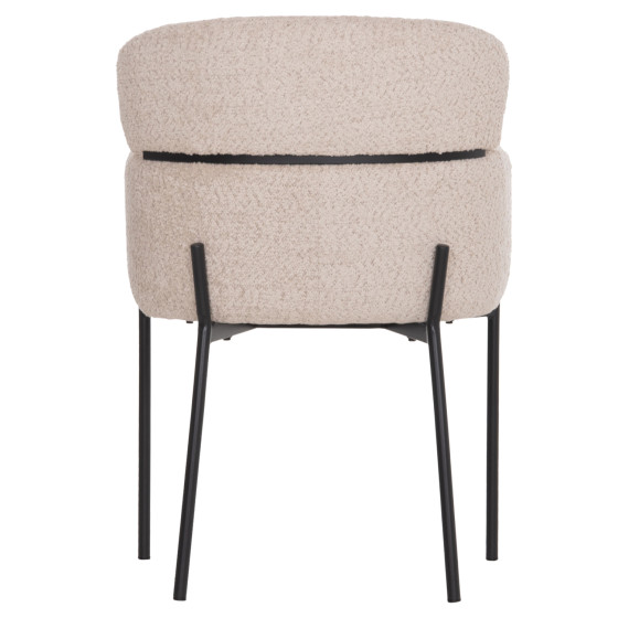 ARMCHAIR WOLF HM8583.02 ECRU BOUCLE FABRIC-BLACK METAL LEGS 56x62x80Hcm.